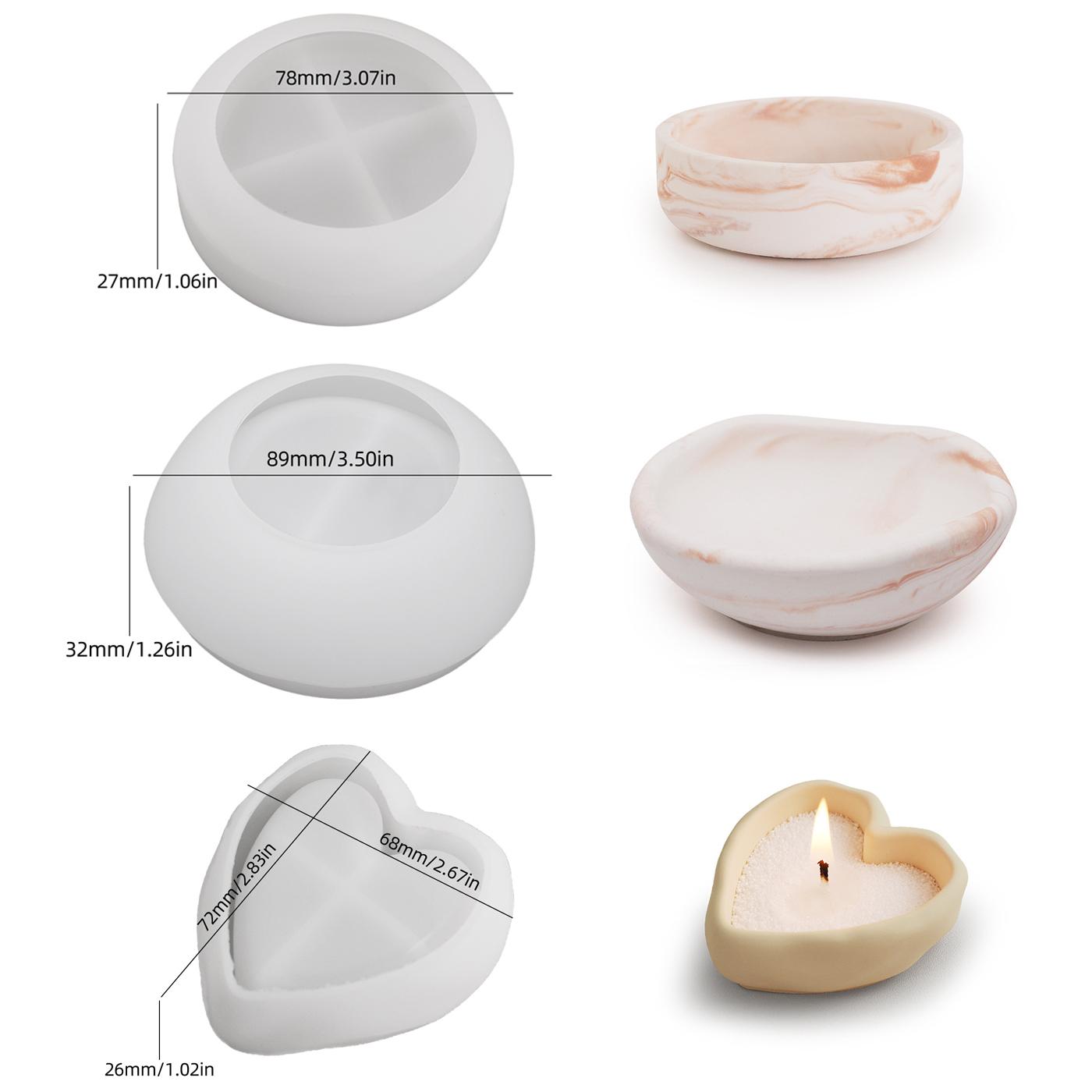 

3PCS Diy Drip Glue Cement Gypsum Irregular Love Mini Bowl Candle Cup Gypsum Ornament Mirror Silicone Mold