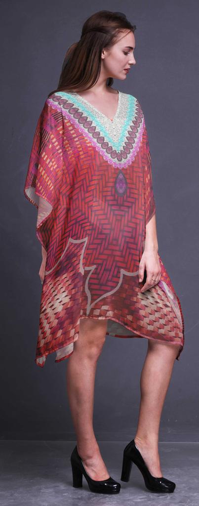 Phagun Ladies Plus Size Kaftan Summer Wear Beach Coverup Kimono Kaftan-4X-5X