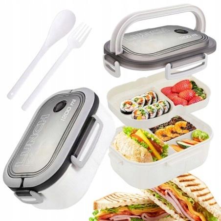 Ecarla Lunch Box Śniadaniówka Ze Sztućcami 21X14,5X8Cm Granat Pjm44Gran