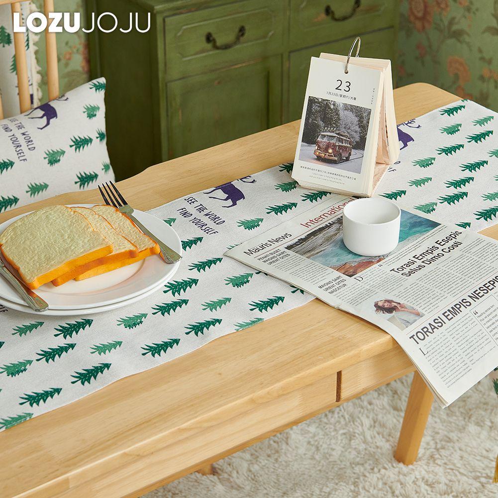 1PC Hot Selling Versatile Christmas Elk Pattern Cotton and Linen Printed Tassel Table Runner Dinner Table Decorative for Home Table LOZUJOJU
