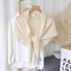 Korean Japanese Style Solid Striped Hollow Large Triangle Scarf For Women