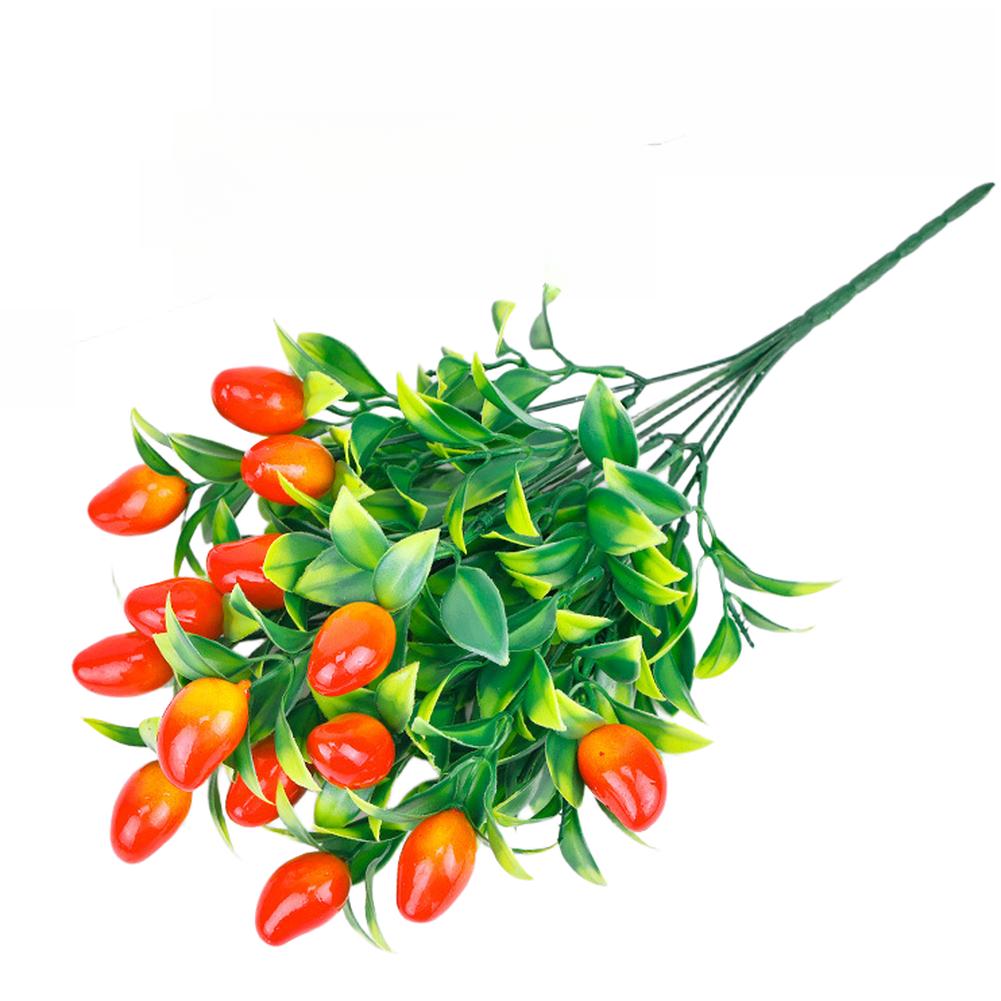 1 Pcs 7 Prong Faux Lucky Fruit Artificial Plants Plastic Grass For Wedding Hotel Home Decoration Accessories