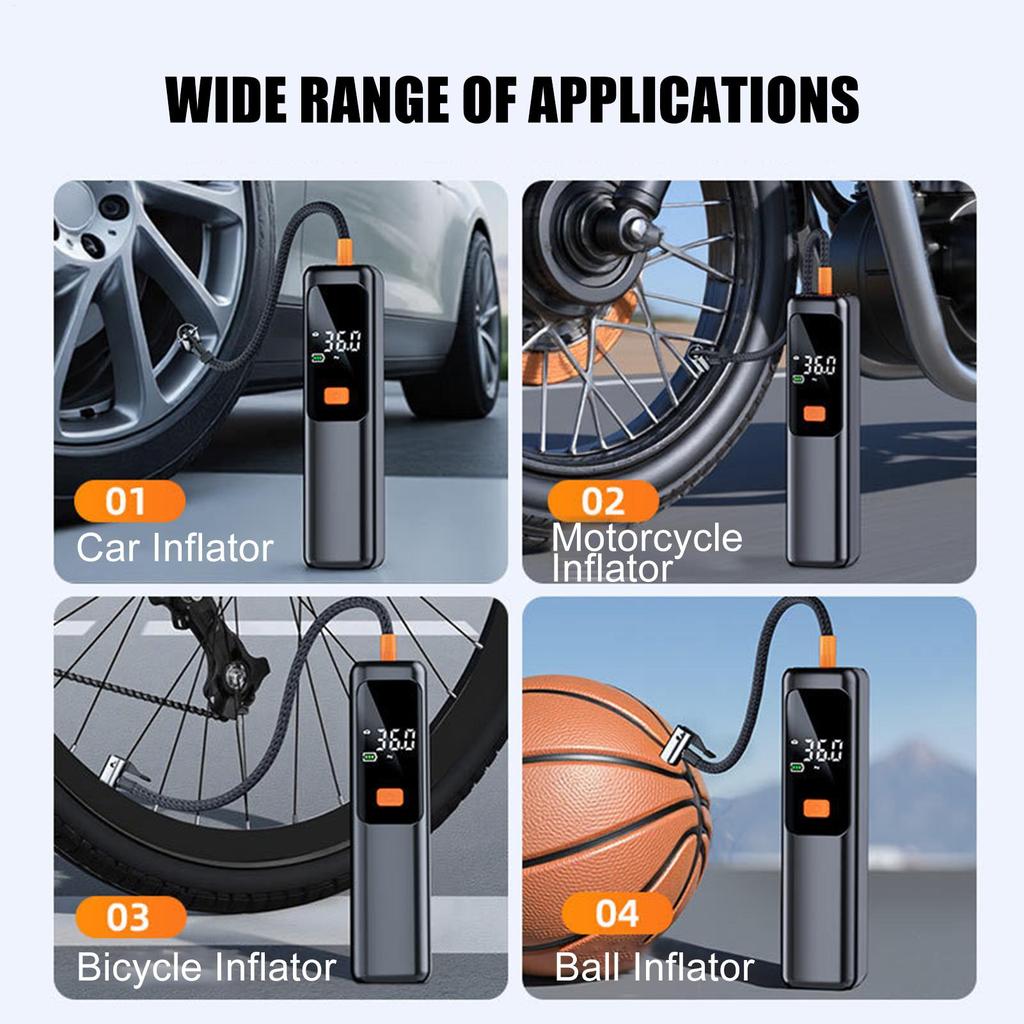 Tire Pump Small Car Tire Inflator With LCD Display Auto Shut Off Vehicle Accessories For Motorcycles Sedans Pickups Motorbikes