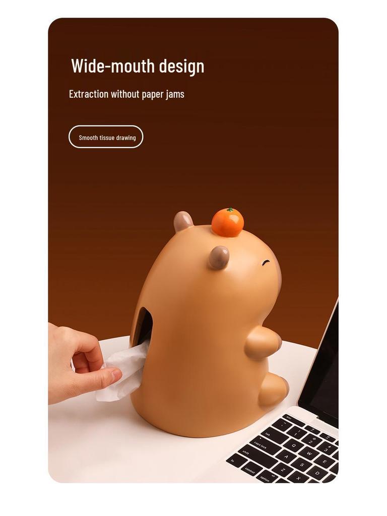 Capybara Cartoon Tissue Box - Cute Creative Desktop Paper Storage for Living Room
