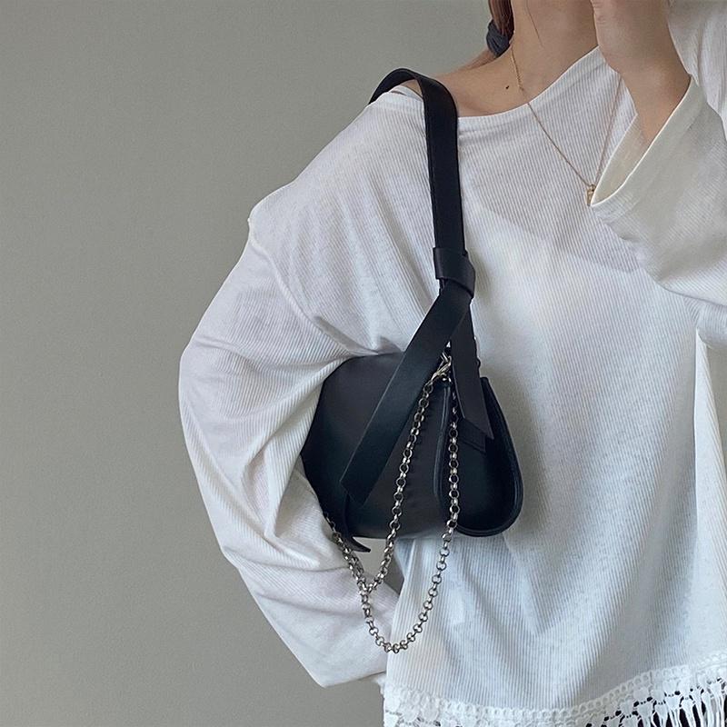 IELGY Niche Design Black Trendy Chain Bag Wild Fashion Foreign Style Single Shoulder Bag Messenger Bag