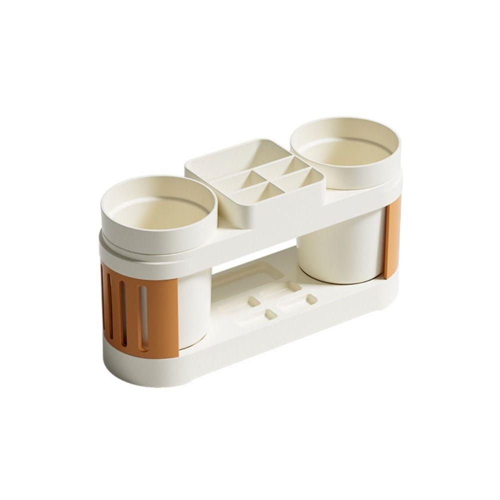 All-in-one Toothpaste Organizer Grid Design Mouthwash Cup Set  Bathroom Accessories