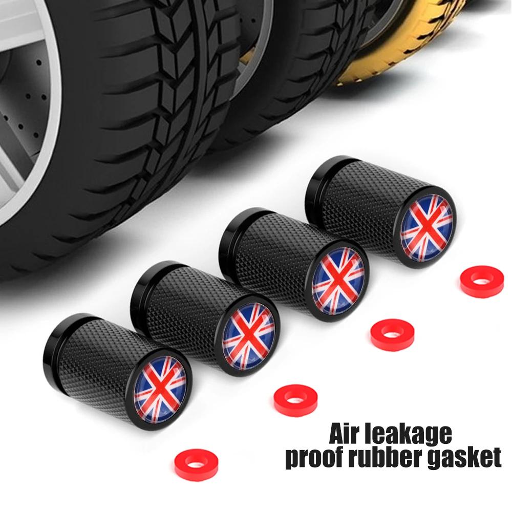 4Pcs/set Car Valve Cap Aluminum Alloy With UK Flag Tire Cap Metal Valve Core Cover Valve Cap Cover For Mini Cooper Accessories pwaxk99
