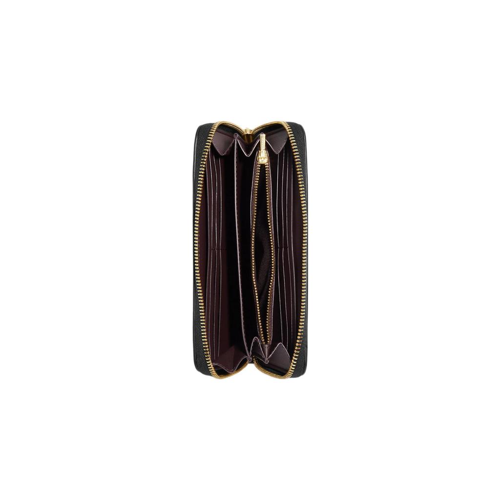 New COACH Zip Around Smooth Calfskin With Leather Card Holder, Wallet Women's Black CF464-IMBLK