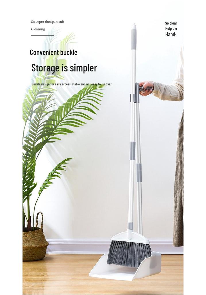 Soft Bristle Indoor Broom and Dustpan Set for Hair and Floor Sweeping