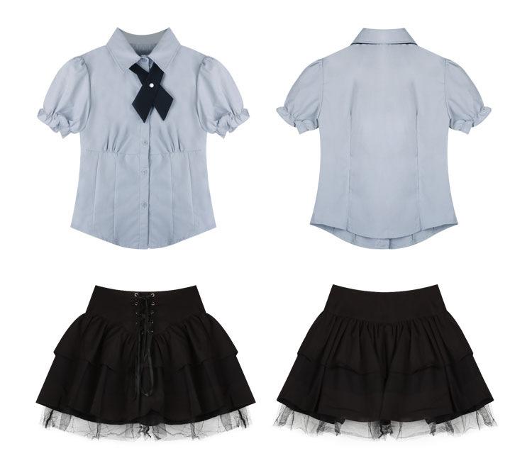 Completo due pezzi stile Accademia Petite: Gonna per Uniforme JK Giapponese e Vestito Camicia Estivo