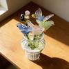 Handmade Mini Glass Animal Figurine Faux Crystal Small Bird Butterfly Bee Ornament with Stem for Home Office Tabletop Decor