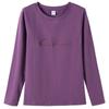 Autumn Winter Long Sleeve Embroidered Letter Slim Fit Base Layer Tee Women Plus Size Top Cotton Style