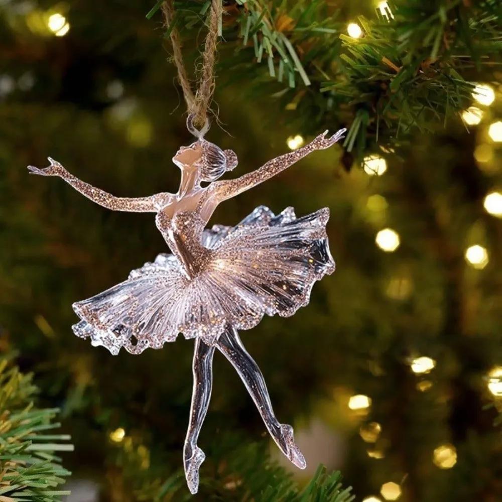 

Crystal Clear Acrylic Ballerina Ornaments-Transparent Ballet Dancer Christmas Tree Pendants with Glitter Accents,Elegant Hanging прозрачный