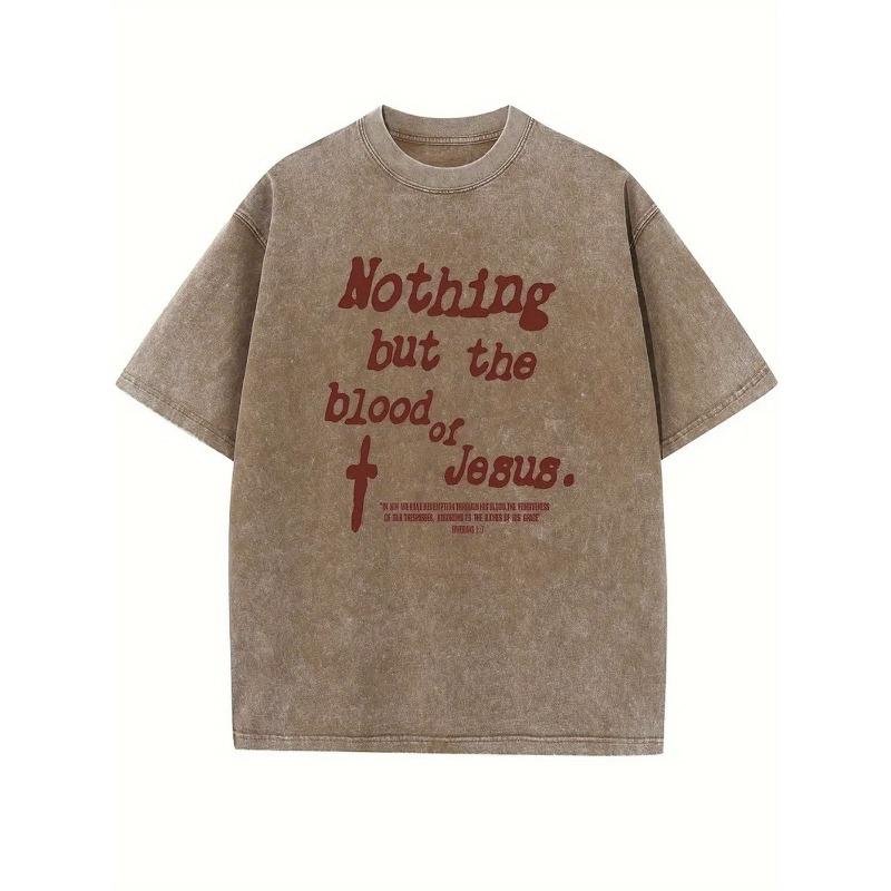 European Size ,  Washed, Only Jesus' Blood Print, High-Quality Batik Cotton Retro Fashion Brand, Suitable Thickness for Summer, Holiday Gift