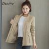 Danmo Korean Women Trench Coats Casual Lapel Drawstring Windbreake Spring Loose Mid-length Jacket Big Size 4xl