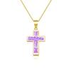 Blue Opal Cross Pendant Necklace | Silver Sweater Chain Christian Jewelry