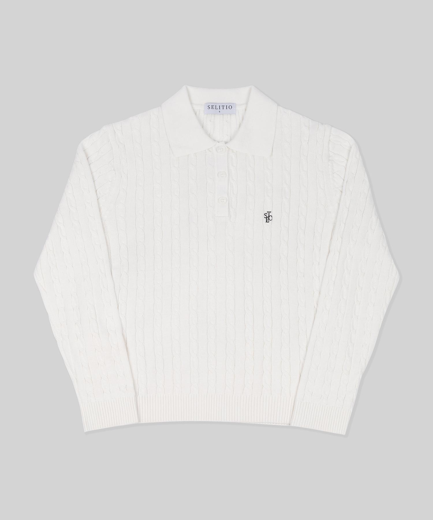 Celtio Women S Color Point Cable Collar Knit White White/S