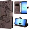 Protective Case - BOOLING - Samsung Galaxy A17 4G/5G - Leather Effect Flap Brown Butterfly Pattern