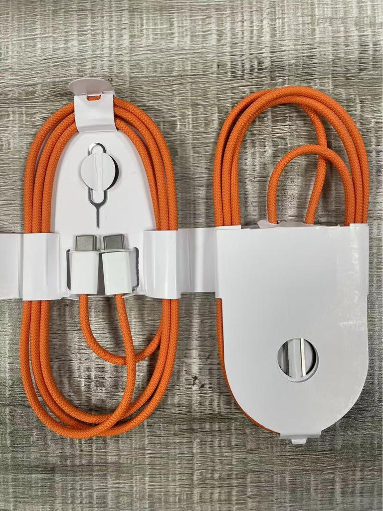 60W Dual Type-C Braided Data Cable for Apple Devices - Orange