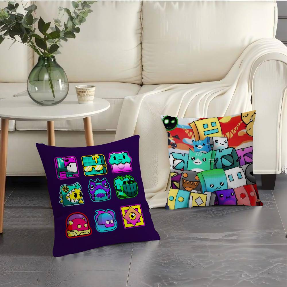 Game Geometry Cartoon Dash Pillow Cover Design Cushion Cover Decor Holiday Decorati