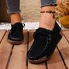 Women's Wide Width Fabric Slip-On Loafers - Platform Rocking Sole Shoes for Fall, Casual Chunky Bottom Shoes with Memory Foam Comfort