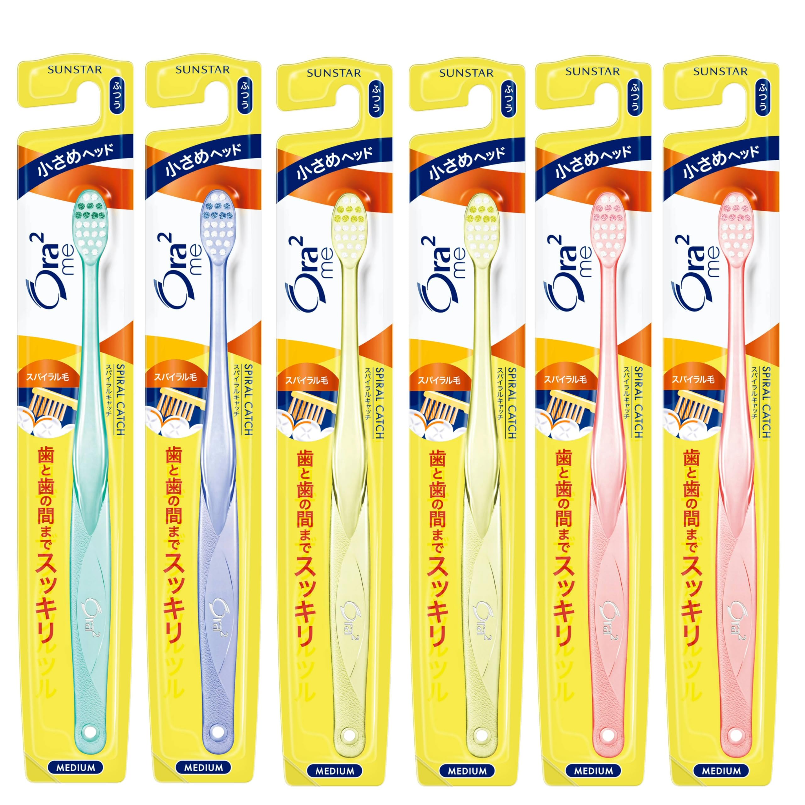 

Ora2 Me Toothbrush Spiral Catch Not [Compact Head, Regular] 6-Pack (Colors Available)