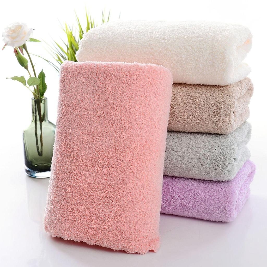 Coral Fleece Plain Color Soft Absorbent Face Towel - Gift or Household Use