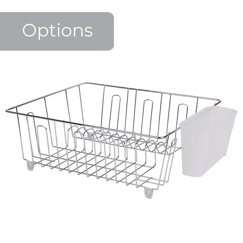 Small Wire Dish Rack Kitchen Organizer with Cutlery Cup Compact Dish Drainer Stainless Steel Countertop Drying and Storage