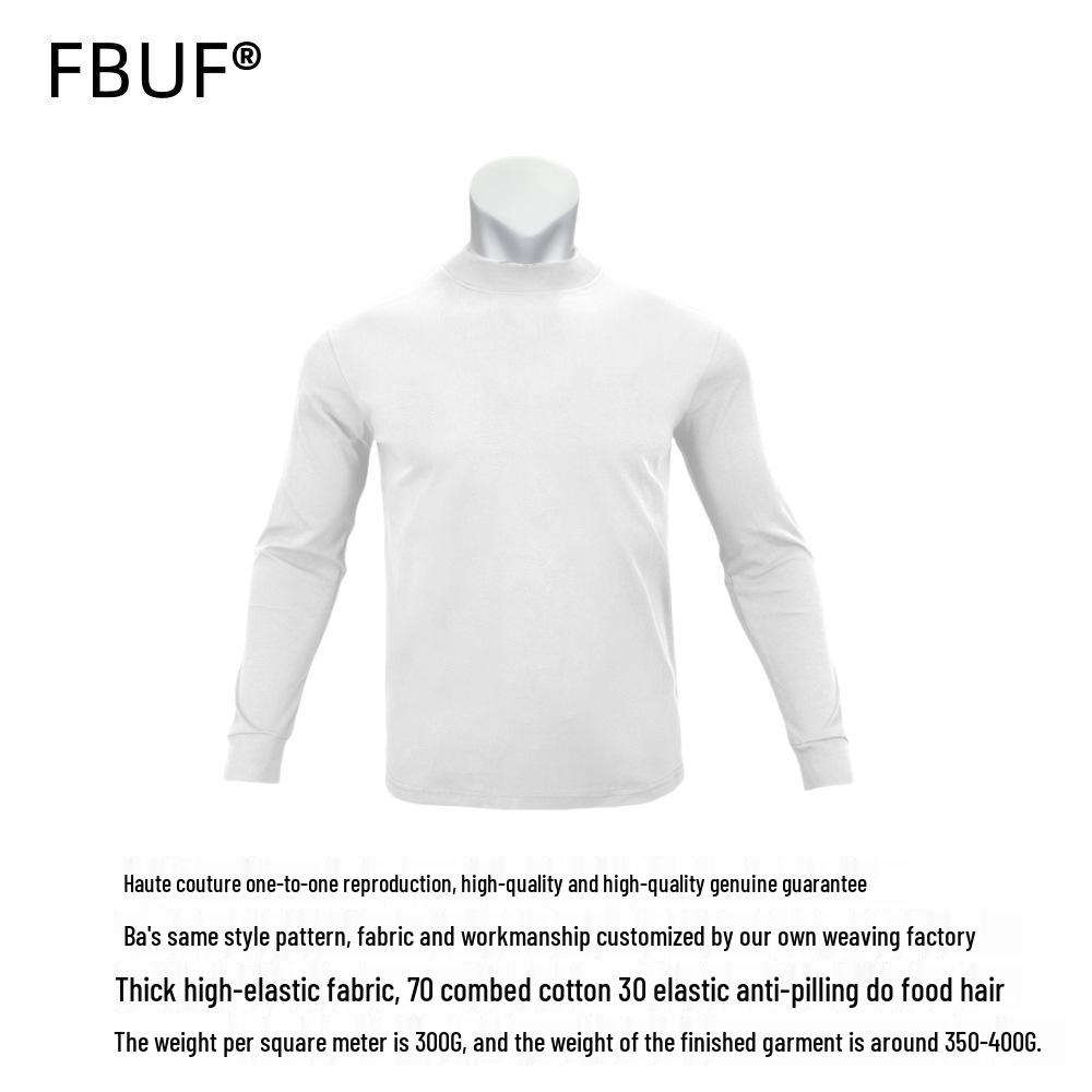 Herrars Stretch Slim Fit 300g Snabbtorkande Långärmad Fitnessöverdel med Halvhög Hals