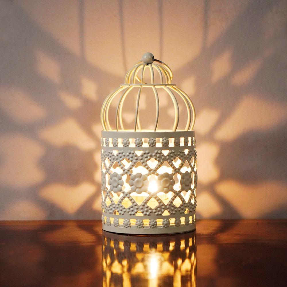 Sturdy Hollow Candle Holder Hanging Iron Aromatherapy Holder Romantic Bird Cage Candlestick  Table