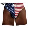 American Flag Pattern Shorts Funny Patriotic Men Shorts, Stars And Stripes Swim Trunks, Quick Mens Trunks Dry Drawstring Waist Board for Summer Beach