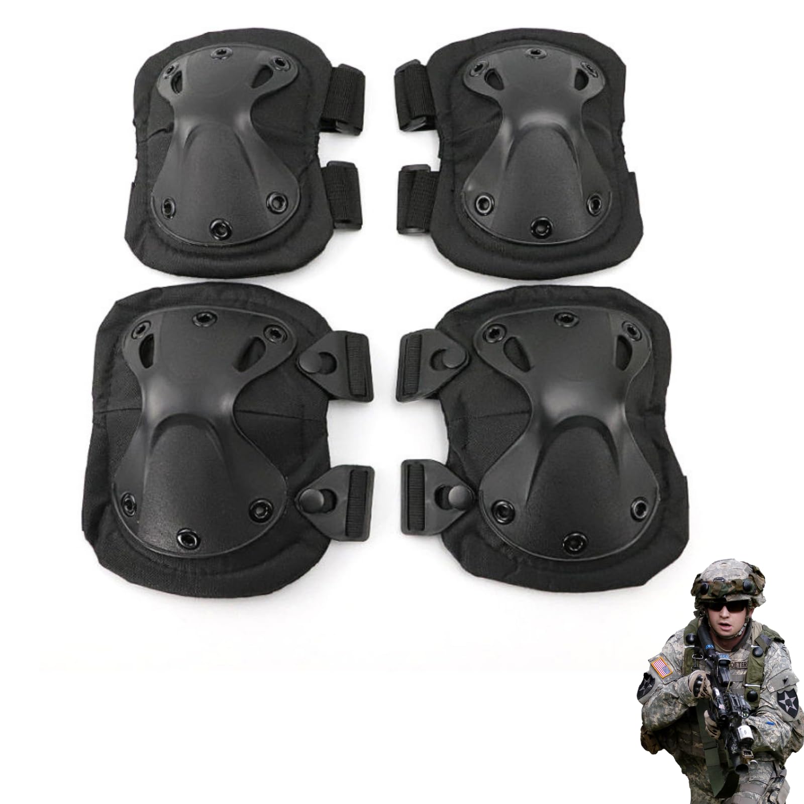

Airsoft Tactical Elbow & Knee Pad Set for Outdoor Activities, Black