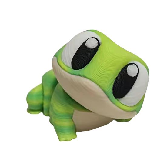 3D Printed Gecko Frog Figurine Movable Joints Big Eyes Frog Figure Articulated Animal Model Fidget Toy Desktop Decoration Ornament