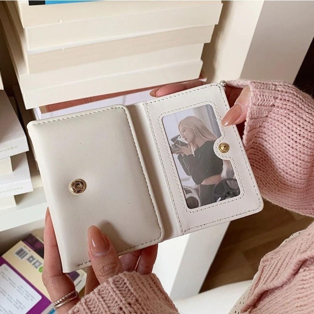 New Cherry Bow Printing Bow Printing Coin Purse Multi-Slot Tri-fold Short Wallet PU Leather Coin Pouch Women