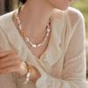 Micro-Inlaid Zircon Ring Buckle Baroque Special-Shaped Freshwater Pearl Necklace Light Luxury Niche Irregular Pearl Collarbone Chain
