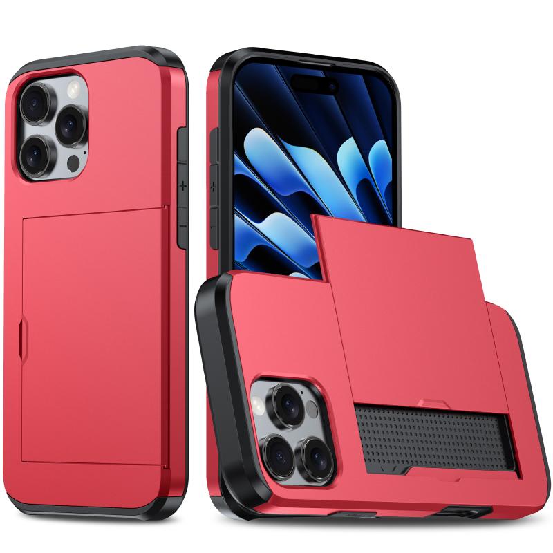 Carteira Push Pull Slot para Cartão Capa de Telefone de Cor Sólida Luxuosa Para iPhone 16 Pro Max E 14 11 12 13 15 Pro Max Mini Bumper Capa Traseira