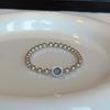 Silver  Inlay Diamond Hemp Grey Round Bead Bangles Aquamarine Sea Blue Zircon Bracelet for Women Exquisite