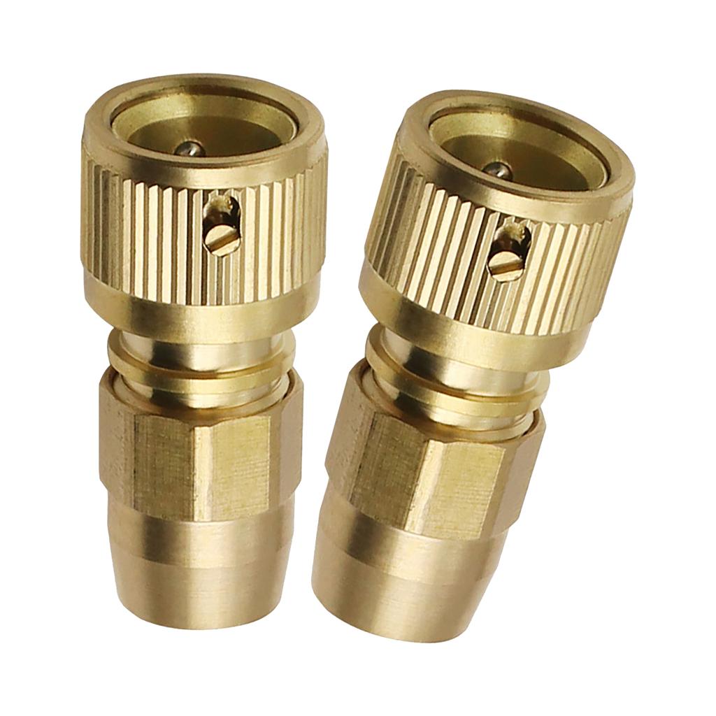 2pcs Brass Quick Connectors Water Hose Quick Connect Fittings for Expandable Garden Hose & Water Hose Repair Adaptor