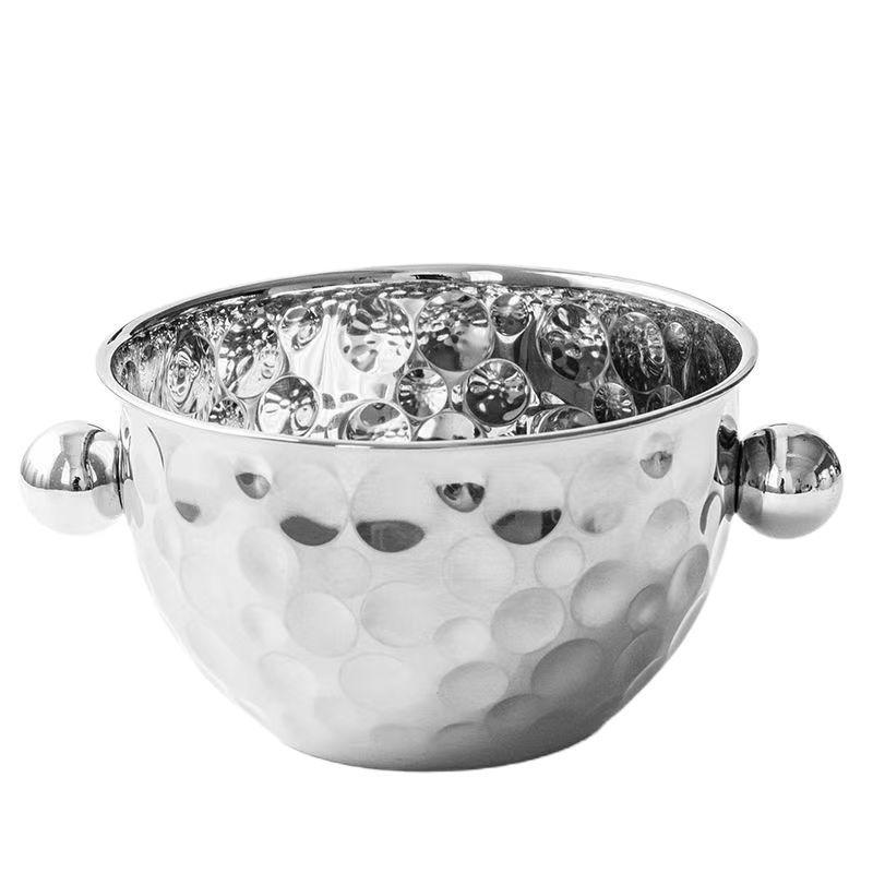 Multi-Purpose Hammered Stainless Steel Bowl for Mixing, Salads, Desserts, and More