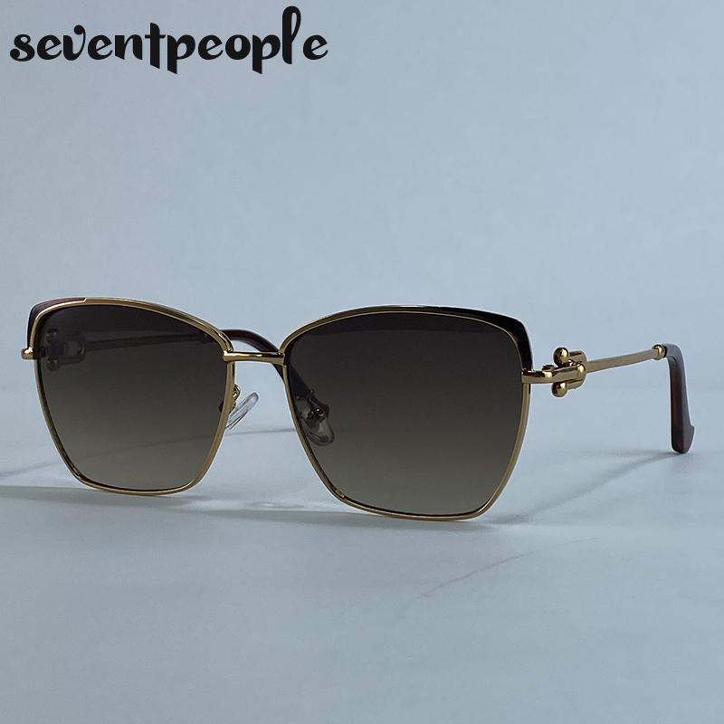 Oversized Sexy Cat Eye Sunglasses Women  Luxury Brand Trendy Metal Square Sunglass For Ladies Vintage Driving Shades UV400