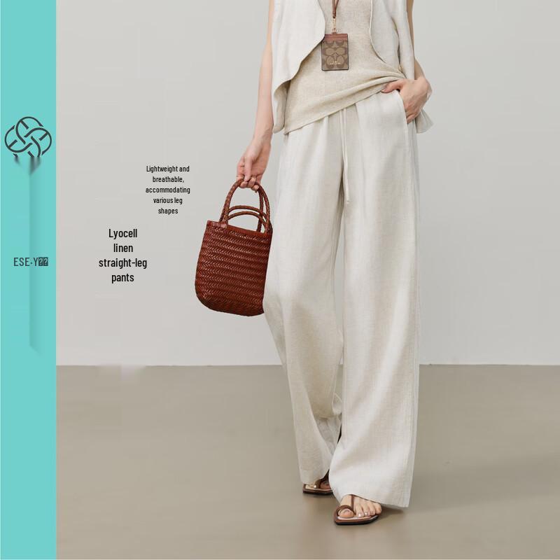 Women s Lyocell Linen Blend Relaxed Straight-Leg Pants 27