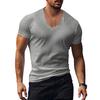 Men T-shirt V-neck Solid Color Sweat Absorption Breathable Extra Soft Dress-up Washable Summer Slim Fit Men Shirt Top for Men
