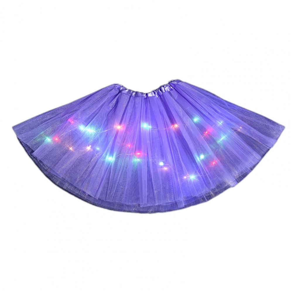 Half-length Mesh Skirt Colorful Led Light-up Mesh Skirt for Women with Elastic Waist Multi-layered Stage for Parties for Women