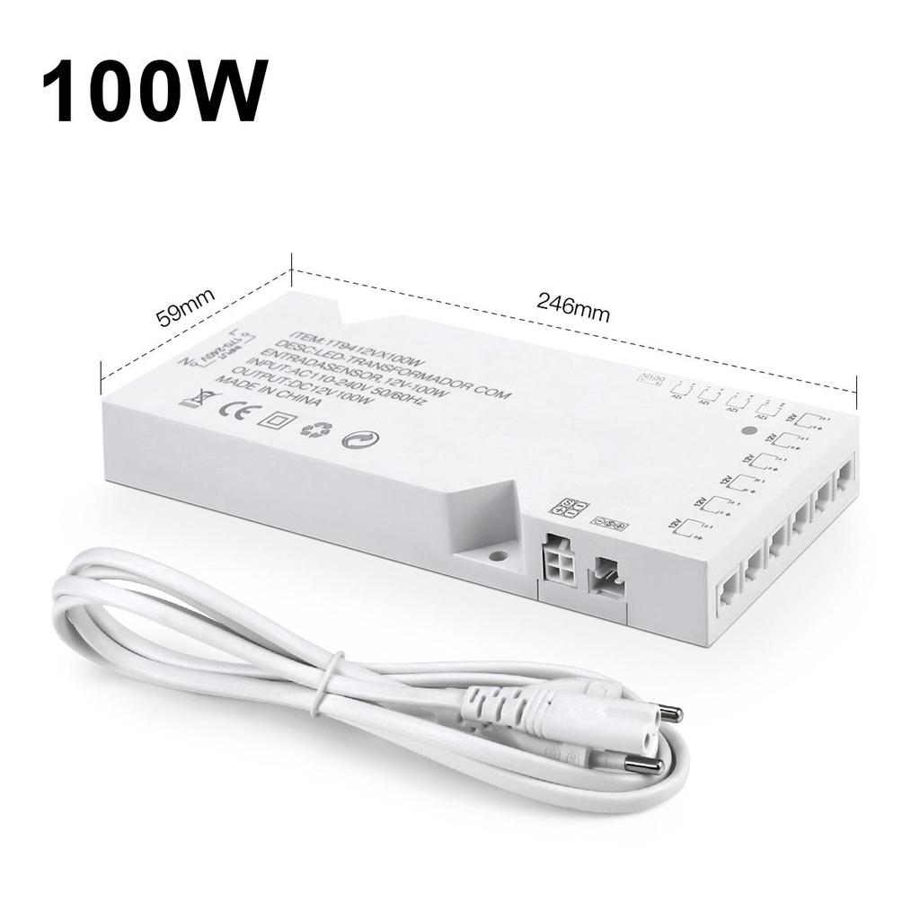 6/10x Dupont Port 110-250VAC para DC12V Transformador de iluminação 24W 36W 60W 100W Adaptador de fonte de alimentação Armário Armário Driver de faixa de LED
