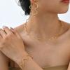 Vnox Minimalist Stainless Steel Line Wave Necklace Choker For Women,Gold Plated Large Hoop,Fashion Ear Hand Neck Jewelry Set