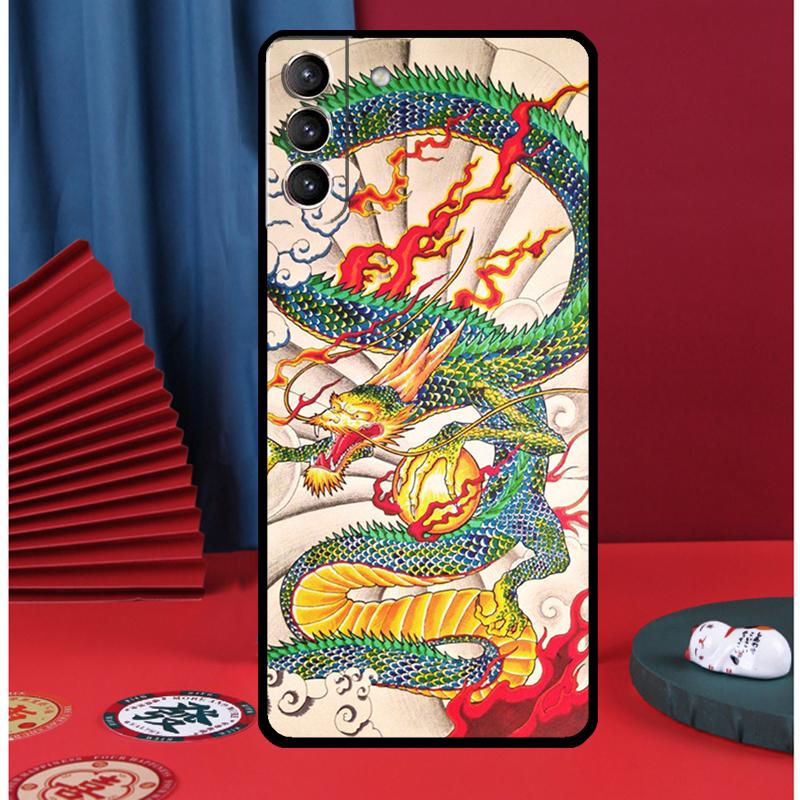 Japanese Dragon Style Phone Case For Samsung Galaxy S25 Ultra S9 S10 S20 S21 S22 Plus S23 FE S24 Ultra Back Cover