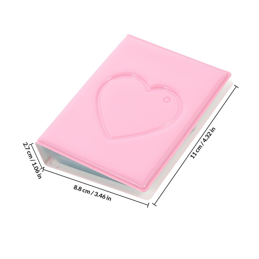 Small Heart Photocard Holder Album Portable Lightweight Photo Book with Transparent Pockets for Women Girls Kids Graduation