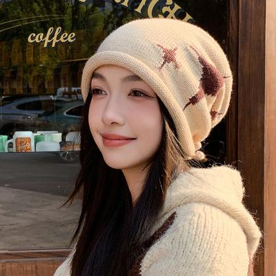 Winter Beanie Hats Scarf Set Women Warm Knitted Cap Female Neck Warm Thicken Fur Lined Lady Balaclava Mask Bobble Hats for Women