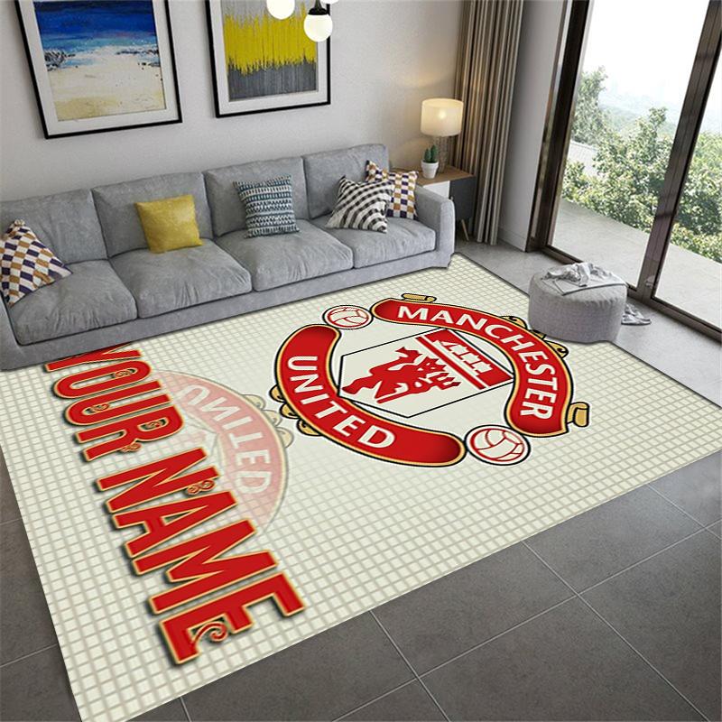 Custom Name Manchester United FC Carpet Rug for Living Room Bedroom Home Sofa Decoration,Kids play Non-slip Floor Mat