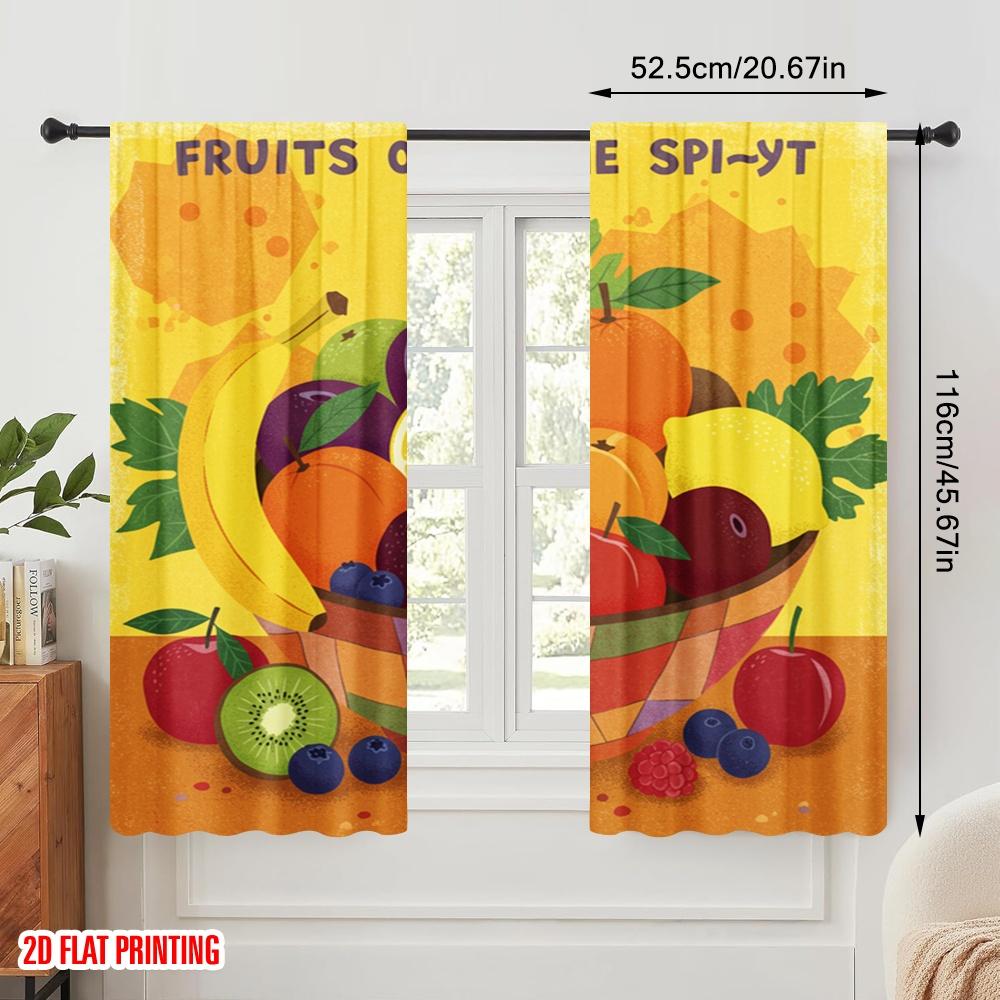 2pcs 2D flat printing Curtains Fruits of the Spirit Fabric Without Electricity Festive Holiday for All Season celebrations